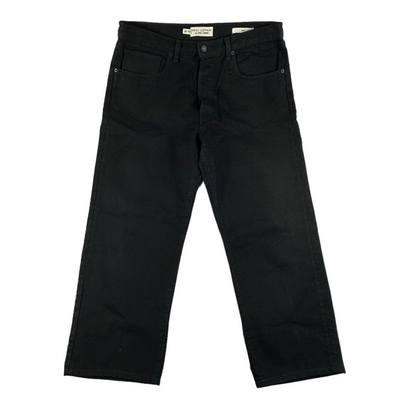 Nili Lotan Black Button Fly Made In USA Mens Jeans Size 30x25 Wide Leg Excellent